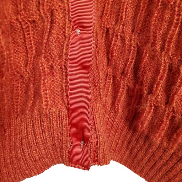Norm Thompson Womens Size XL Cardigan Cable Knit Button Sweater Cozy Soft Orange - Picture 8 of 10